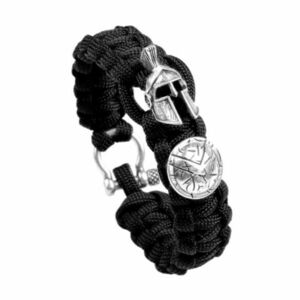WARAGOD Paracord spártai karkötő fémkapoccsal Hanta, fekete kép