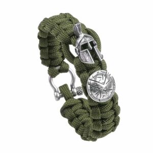 WARAGOD Paracord Spartan karkötő fémkapoccsal Hanta, zöld kép