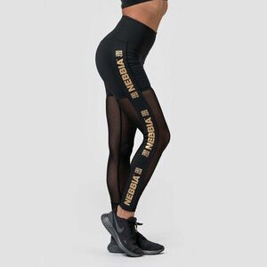 Intense Gold Mesh Black női leggings - NEBBIA kép