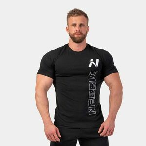 NEBBIA Men‘s T-shirt Vertical Logo Black kép
