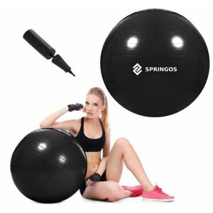 Springos Gimnasztikai labda pumpával, 150kg, 55 cm - Fekete kép