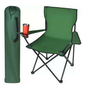 Trizand összecsukható Kempingszék pohártartós karfával - zöld kép