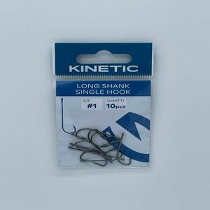 Kinetic Horog, 10db, #1 - Long Shank Single Hook kép