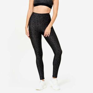 Domyos Női fitnesz leggings, magasított derekú, leopárd mintás kép