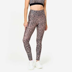 Domyos Női fitnesz leggings, magasított derekú, leopárd mintás kép