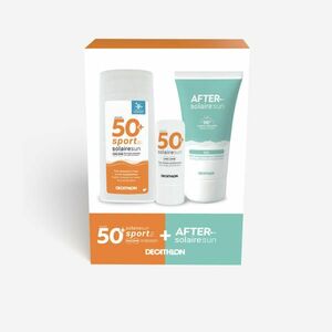 Decathlon Mini napvédő szett, naptej SPF 50+, ajakbalzsam napozás utáni gél kép