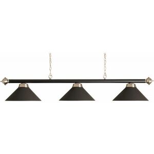 Biliárd lámpa 3 db matt fekete színű ernyővel, 150 cm-es rúddal kép