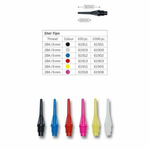BULL'S DARTS HEGY STAR TIPS RÖVID SÁRGA 100DB 2B/A STANDARD MENETES kép