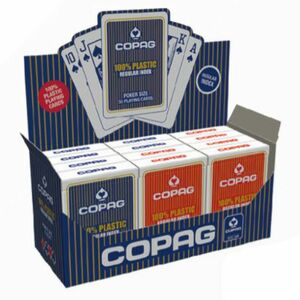 COPAG PÓKER KÁRTYA REGULAR INDEX 100% PLASZTIK 1 KARTON (12 CSOMAG, 6DB PIROS ÉS 6DB KÉK HÁTLAPOS) kép