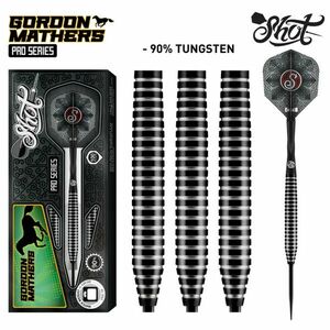 DARTS SZETT SHOT STEEL, PRO SERIES GORDON MATHERS, 23G, 90% WOLFRAM Gravírozott kép
