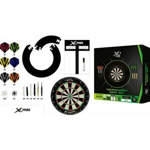 XQMAX komplett dart csomag Tournament black (tábla, fekete falvédő, felírótábla + kellékek) kép
