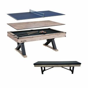 3 in 1 pool biliárdasztal inSPORTline Residento paddal (pool biliárd, étkező, ping pong asztal) világos fa színben kép