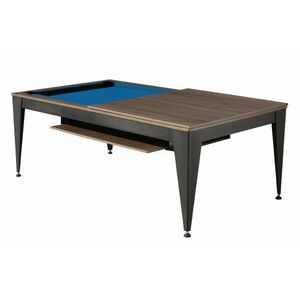 pool biliárdasztal / étkezőasztal, Dynamic Vancouver III, 7', fekete/barna, kék szövet kép