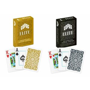 120 csomag PÓKER KÁRTYA 100% PLASZTIK, COPAG ELITE POKER JUMBO NAGY SZÁMMAL (60 DB ARANY + 60 DB FEKETE HÁTLAPPAL) kép