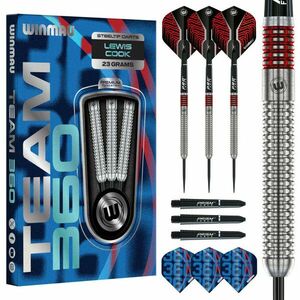 darts szett Winmau Team 360 Lewis Cook Steel - 23g, 90% wolfram Gravírozott kép