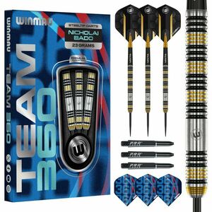 darts szett Winmau Team 360 Nicholai Bado Steel - 23g, 90% wolfram Gravírozott kép