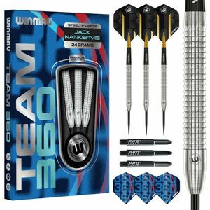 darts szett Winmau Team 360 Jack Nankervis Steel - 24g, 90% wolfram Gravírozott kép