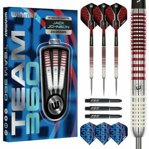 darts szett Winmau Team 360 Jack Johnson Steel - 24g, 90% wolfram Gravírozott kép