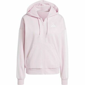 adidas ESSENTIALS FLEECE 3-STRIPES FULL-ZIP HOODIE Férfi pulóver, rózsaszín, méret kép