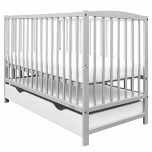 NEW BABY LILLY Rácsos gyerekágy fiókkal, szürke, méret kép