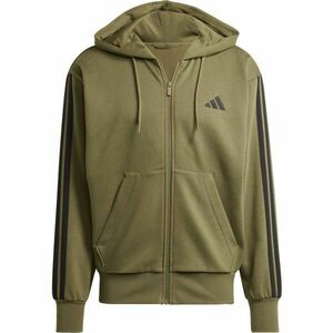 adidas M 3 STRIPES FL FZ HD Férfi pulóver, khaki, méret XXXL kép