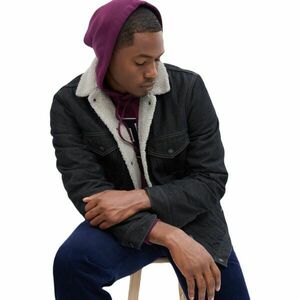 GAP V-SHERPA DENIM Férfi kabát, sötétkék, méret kép