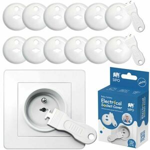 Sipo 12 + 2 Biztonsági konnektorvédő, fehér, méret kép