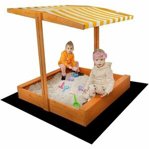 BABY MIX SANDPLAY Gyerek fa homokozó tetővel, barna, méret kép