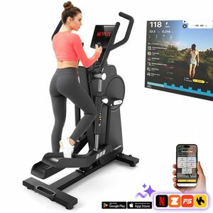 Ellipszis tréner inSPORTline ZenStride 1200, állítható lépéshossz, vezeték nélküli telefontöltés, bluetooth-kapcsolat, 10, 1" TFT érintőképernyő kép