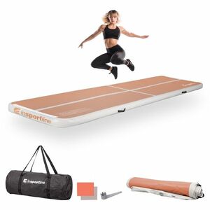 Airtrack tornaszőnyeg inSPORTline Airstunt 400x100x10 cm mocha mousse, PVC, Drop Stitch technológia, megerősített varrás, javítókészlet, hordozótáska kép