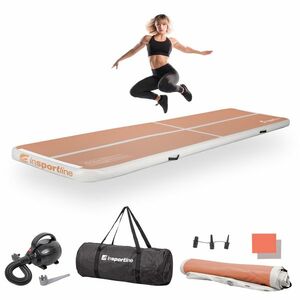 Airtrack tornaszőnyeg inSPORTline Airstunt 400x100x10 cm mocha mousse elektromos pumpával, erős és rugalmas anyag, megerősített varratokkal kép