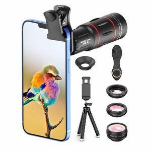 6 az 1-ben készlet Apexel - 18x teleobjektívek állvánnyal és Bluetooth-os kioldóval, univerzális csiptető, 4 objektív egy készletben kép