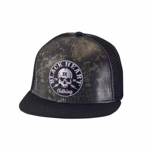 Baseballsapka BLACK HEART Bastard Skull Trucker, egyenes napellenző, hálós hátoldal, műanyag pánt kép