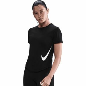 Rövid ujjú női futópóló NIKE W NK TEMPO SWSH HBR DF SS TOP BLACK WHITE kép
