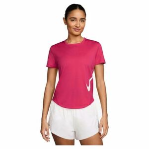 Rövid ujjú női futópóló NIKE W NK TEMPO SWSH HBR DF SS TOP RUSH PINK WHITE kép