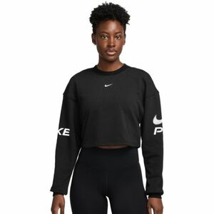 női kapucnis pulóver NIKE PRO W NP DF FLC CREW TT GRX BLACK WHITE WHITE kép