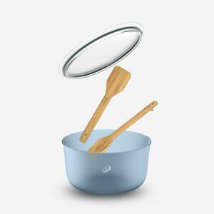 Quechua Salátástál, műanyag, fedővel és fa evőeszközökkel, 4 részes, 3, 5 literes kép