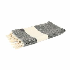 WellTouch Hamam törölköző (pestemal) DIAMOND – 175×100cm - Black/Ecru - Bodhi kép