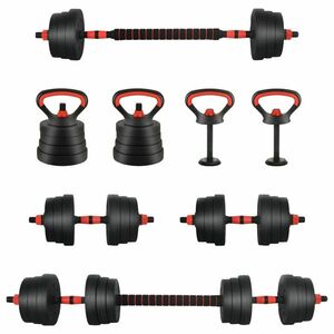 vidaXL 2 az 1-ben Kettlebell és Súlyzó Készlet 30kg Fekete és piros kép