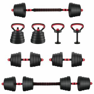 vidaXL 2 az 1-ben Kettlebell és Súlyzó Készlet 30kg Fekete és piros kép