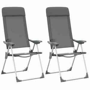 vidaXL 2 db szürke alumínium összecsukható kempingszék kép
