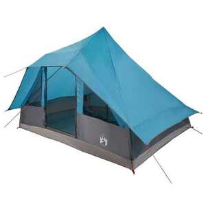 vidaXL Tipi sátor tetővel tárolóval Kék 364 x 281 x 257 cm taft kép