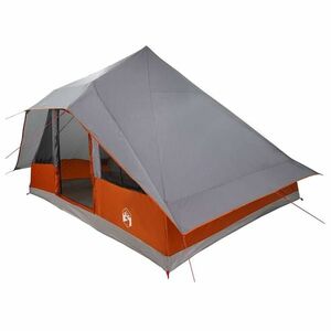 vidaXL Tipi sátor tetővel Szürke és narancs 364 x 281 x 257 cm taft kép