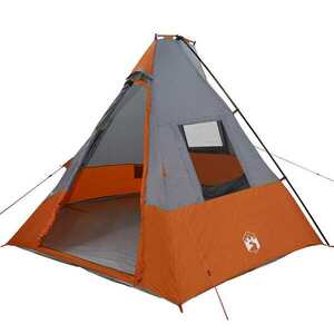 vidaXL Tipi sátor tetővel Szürke és narancs 383 x 338 x 217 cm taft kép
