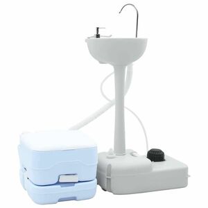 vidaXL Kemping WC Készlet 2 pcs Kék és Fehér Magas sűrűségű Polietilén kép