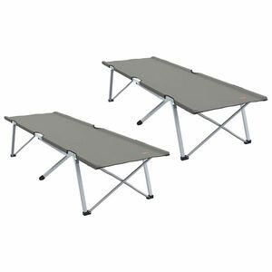 vidaXL Összecsukható Kemping Ágy 2 pcs Szürke 194 x 62, 5 x 42, 5 cm kép