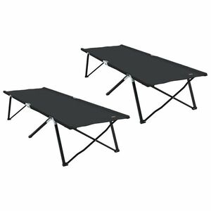 vidaXL Összecsukható Kemping Ágy 2 pcs Fekete 206 x 76 x 74 cm kép