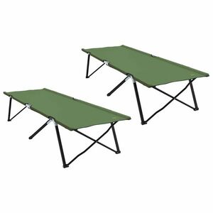 vidaXL Összecsukható Kemping Ágy 2 pcs Zöld 206 x 76 x 74 cm kép