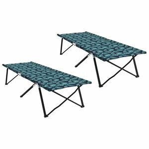vidaXL Összecsukható Kemping Ágy Levél 2 pcs Erdő 206 x 76 x 74 cm kép