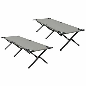 vidaXL Összecsukható Kemping Ágy 2 pcs Szürke 193 x 69 x 45 cm kép